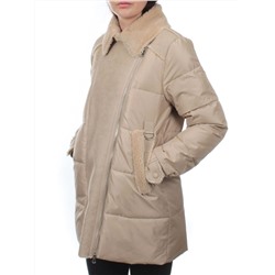 033 BEIGE Куртка зимняя облегченная женская (холлоффайбер 150 гр., искусственная дубленка)