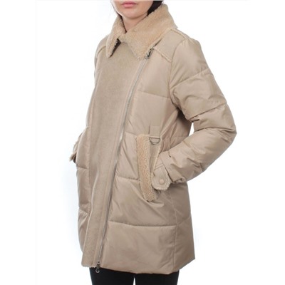 033 BEIGE Куртка зимняя облегченная женская (холлоффайбер 150 гр., искусственная дубленка)