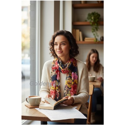 Шарф шифоновый с цветочным принтом Арт 0981/18