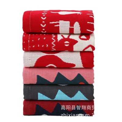 Zhiyang towel, four-layer cotton jacquard gauze, red cat hand wipe towel, soft absorbent kitchen towel factory price wholesale