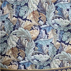 СКАТЕРТЬ КРУГЛАЯ "ЛИСТЬЯ МОРРИСА"190 СМ ,100% ХЛОПОК ,СИНИЙ, ТВИЛ, ПРОПИТКА