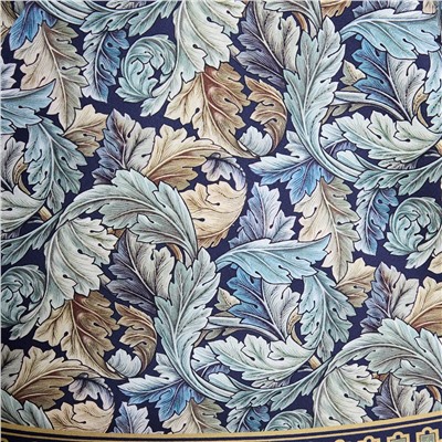 СКАТЕРТЬ КРУГЛАЯ "ЛИСТЬЯ МОРРИСА"190 СМ ,100% ХЛОПОК ,СИНИЙ, ТВИЛ, ПРОПИТКА