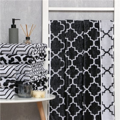 Полотенце махровое Этель Ornament, 50×90 см, 100% хлопок, 420 г/м², чёрно-белое