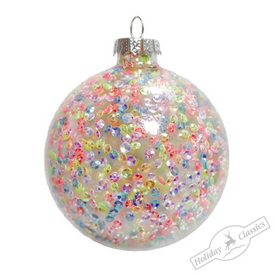 Шар "Ледяная фантазия" с разноцветным бисером (стекло) 8 см