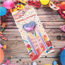 Свечи для торта Цифра Воздушное сердце "1" (свечи 8 см, сердце 5*13 см)