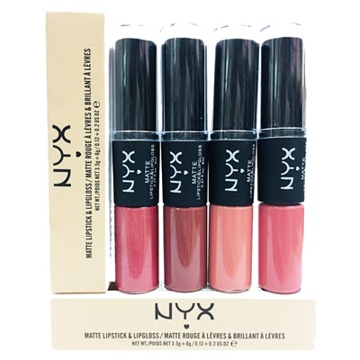 Помада + Блеск NYX Matte Lipstick & Lipgloss 2in1 (упаковка 12 шт)