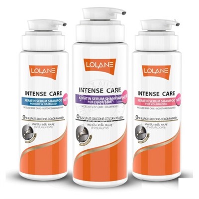 Уходовый шампунь с кератином Lolane Intense Care 400 мл 3 вида