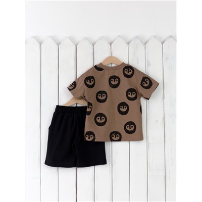 Комплект для мальчика Baby Boom BB КД367/3-К Йети на бежевом + чёрный