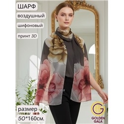 Шарф шифоновый с цветочным рисунком 3D Арт М52/13