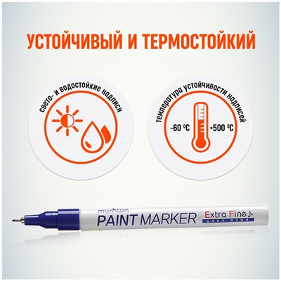 Маркер-краска MunHwa "Extra Fine Paint Marker" синяя, 1мм, нитро-основа