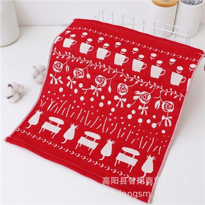Zhiyang towel, four-layer cotton jacquard gauze, red cat hand wipe towel, soft absorbent kitchen towel factory price wholesale
