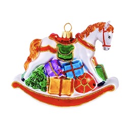Лошадка-качалка с подарками (стекло) 11,5х4,5х8 см