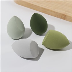 Спонжи для макияжа, набор - 4 шт., увеличиваются при намокании, цвет зелёный