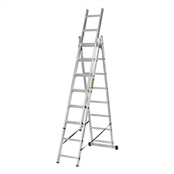 Лестница, 3 х 8 ступеней, алюминиевая, трехсекционная, Сибртех