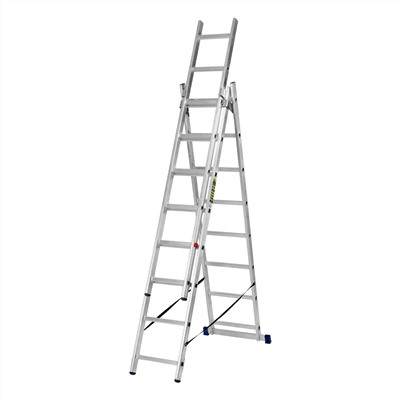 Лестница, 3 х 8 ступеней, алюминиевая, трехсекционная, Сибртех
