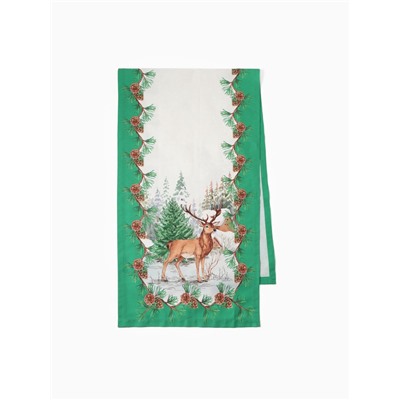 Дорожка на стол Этель «Новогодний лес» 40×147 ±3 см, 100% хлопок, саржа 190 г/м², белая/зелёная
