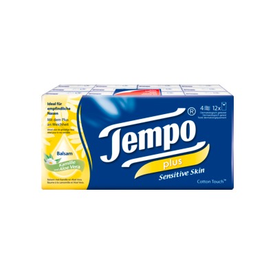 Tempo Tempo Носовой платок Plus Алоэ	 + Ромашка	 12x9St, 108 шт