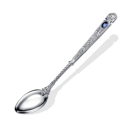 Ложка из серебра литье с фианитом топаз