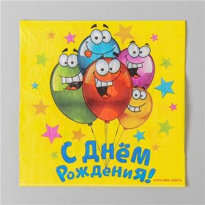 Набор бумажных салфеток «С днём рождения», 33х33, 20 шт.