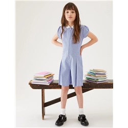 Girls' Gingham Pleated Zip School Playsuit (2-14 Yrs)