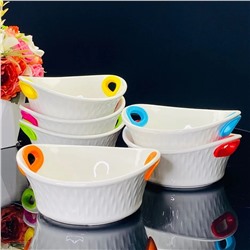 142-063 Набор из 6 круглых салатников 14см с силикон.ручками в под.уп.(х6)Фарфор