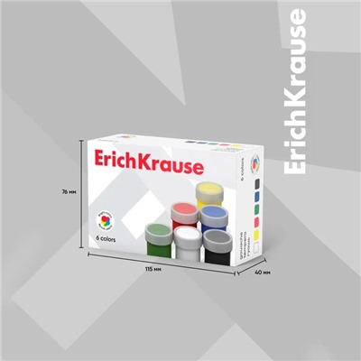 Гуашь 6 цветов × 17 мл ErichKrause, в картонной упаковке