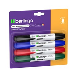 Набор маркеров для белых досок Berlingo "Uniline WB200" 04цв., пулевидный, 2мм, блистер