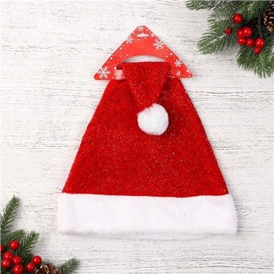 Колпак новогодний «Мерцание» 28×40 см, красный