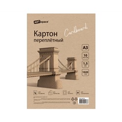 Картон переплетный А3, ArtSpace, 10л., толщина 1,5мм, в пакете