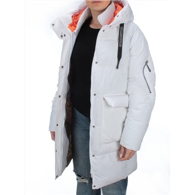 2197 WHITE Пуховик женский зимний AIKESDFRS (холлофайбер)