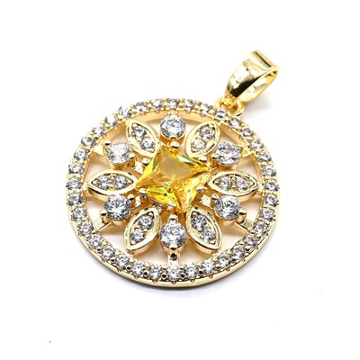 Кулон на шею Ø19мм с фианитами, золотистая