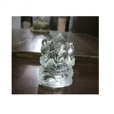 Статуэтка Ганеши из Чистого Кварца, Ganesha Idol Pure Sphatik Crystal, произв. Kalyan Puja