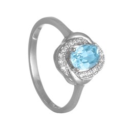 Кольцо с голубым топазом и фианитами ТФКН.791ГТ1.80