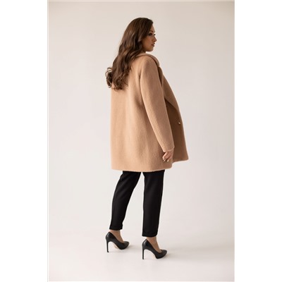 Пальто женское демисезонное 23720 (кэмел/тедди)
