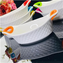 142-031 Набор из 6 овальных салатников 17см с силикон.ручками в под.уп.(х6)Фарфор