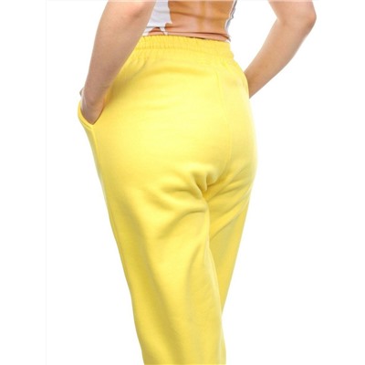 M053 YELLOW Брюки спортивные женские на флисе (100% хлопок) 7986