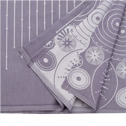 Скатерть из хлопка фиолетово-серого цвета с рисунком Ледяные узоры, New Year Essential, 180х180см