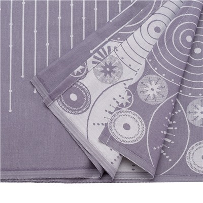 Скатерть из хлопка фиолетово-серого цвета с рисунком Ледяные узоры, New Year Essential, 180х180см