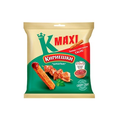 «Кириешки Maxi», сухарики со вкусом «Шашлык» и с кетчупом «Calve», 75 г