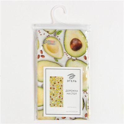 Дорожка на стол Этель Avocado 30×70 см, 100% хлопок, саржа 190 г/м², белая/зелёная