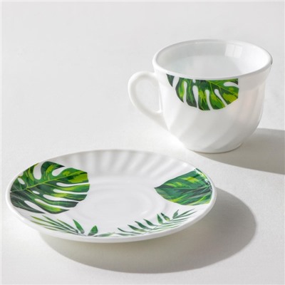 Столовый сервиз «Лист папоротника», 37 предметов, стеклокерамика, белый