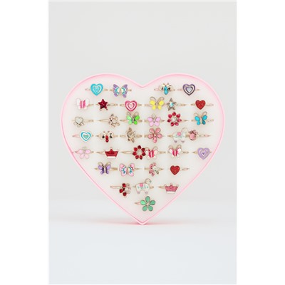 Кольцо "Стразы, принт", люкс, 36шт в уп.