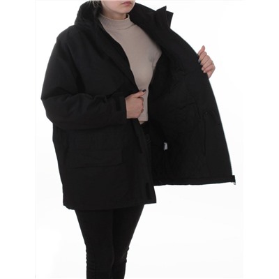 3094 BLACK Куртка демисезонная женская (100 гр. холлофайбер)