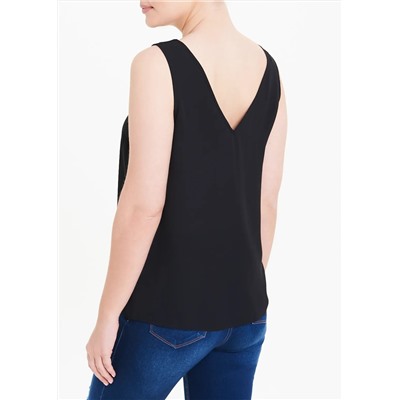 Black Button Detail Vest Top