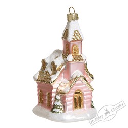 Церквушка розовая (стекло) 6,5х6,5х12 см