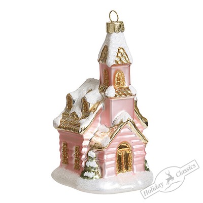 Церквушка розовая (стекло) 6,5х6,5х12 см
