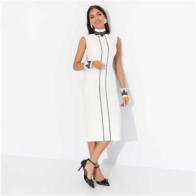 Платье-футляр со съёмными манжетами, Поцелуй удачи (queen, с манжетами)