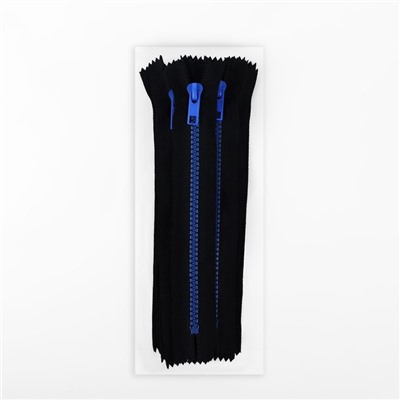 Молния «Трактор», №5, неразъёмная, замок автомат, 18 см, чёрная, синяя