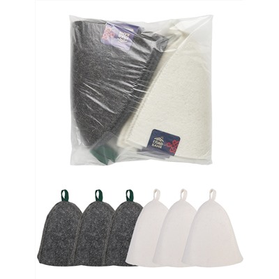 Набор, 6шт, шапок банных без вышивки, войлок