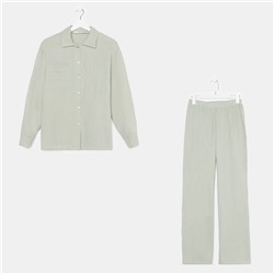 Пижама женская (рубашка и брюки) KAFTAN "Basic" размер 40-42, цвет зелёный